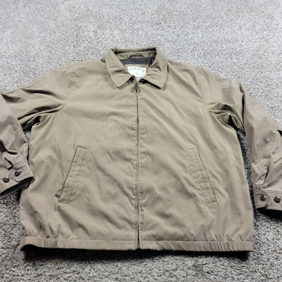 Orvis Jacket Mens 2XL Brown Full Zip Lined Full Zip Casual Bomber Dad Outdoors - Picture 1 of 9